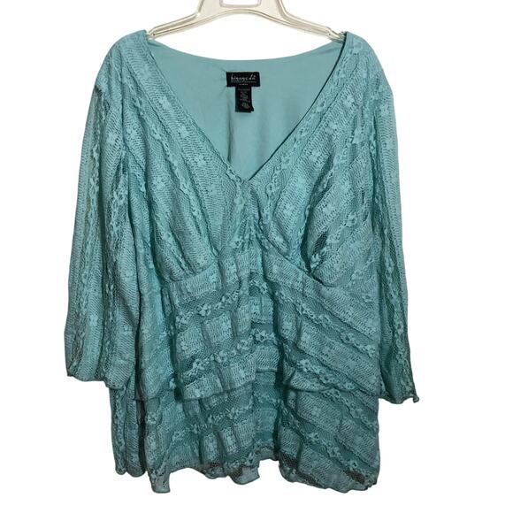 Biyaycda Y2K Babydoll Light Blue Blouse Lacy Coquette Fairy Top Sz 3x Whimsigoth - Picture 1 of 6